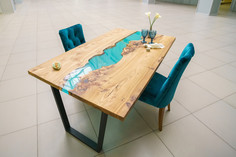 Обеденный стол (woodzpro) голубой 100.0x75.0x170.0 см.
