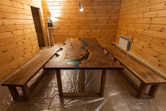 Обеденный стол (woodzpro) голубой 110.0x75.0x250.0 см.