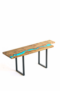 Обеденный стол (woodzpro) голубой 55.0x75.0x195.0 см.