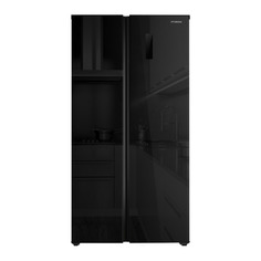 Холодильник Hyundai CS5005FV, двухкамерный, черное стекло