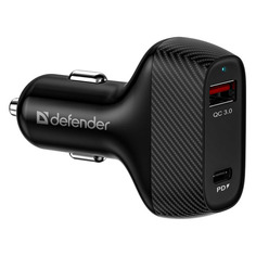 Автомобильное зарядное устройство DEFENDER UCA-90, USB-C + USB-A, 3A, черный