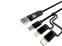 Аксессуар Media Gadget UAC-6NA USB 2.0 - USB-A/Type-C-MicroUSB/Type-C/Lightning 1m Black MGUAC6NABK