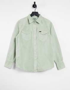Джинсовая рубашка классического кроя цвета хаки Wrangler 27WW-Зеленый цвет