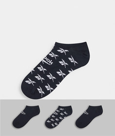 Набор из 3 пар коротких черных носков с логотипом Reebok-Черный