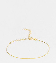 Тонкий позолоченный браслет-цепочка из стерлингового серебра плоского плетения Kingsley Ryan-Золотистый