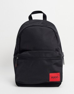 Черный рюкзак с контрастным логотипом в прямоугольнике HUGO Ethon