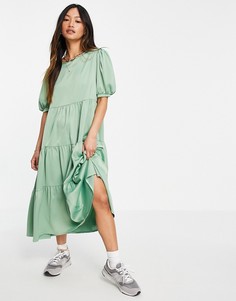 Мятно-зеленое ярусное платье миди Heartbreak-Зеленый цвет