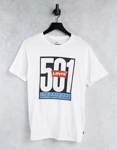 Белая oversized-футболка с графическим принтом Levis Unisex Real 501-Белый