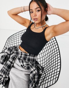 Черная базовая майка в рубчик Topshop-Черный цвет