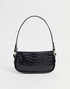Черная сумка на плечо в стиле 90-х с эффектом крокодиловой кожи ASOS DESIGN-Черный цвет