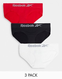 Набор из 3 бесшовных трусов красного/черного/белого цвета Reebok Winifred-Многоцветный