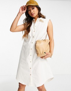 Белое платье-рубашка мини из органического хлопка без рукавов Y.A.S-Белый