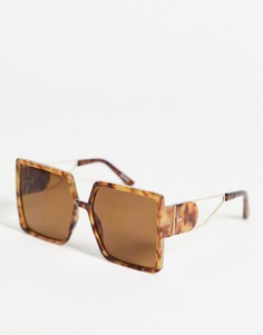 Большие солнцезащитные очки в черепаховой квадратной оправе с золотистой отделкой ALDO Ybeledia-Коричневый цвет