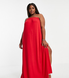 Красный сарафан-бандо макси с карманами ASOS DESIGN Curve