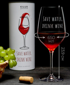 Бокал для вина KILUX-GLASSWARE Save Water Drink Wine, 650 мл (Б650/239SW)