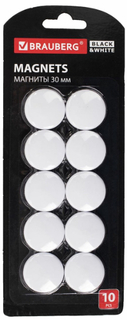 Набор магнитов Brauberg Black&White, 30 мм х 10 шт, белые (237467)