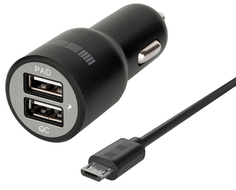 Автомобильное зарядное устройство InterStep 2 USB 2.4A + 2.4A + кабель microUSB + быстрая зарядка (IS-CC-MICROQCRT-000B201)