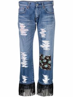 Junya Watanabe Comme des Garçons Pre-Owned укороченные джинсы 1990-х годов с бахромой