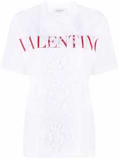 Valentino футболка с кружевом и логотипом