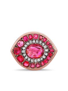 Pragnell Vintage кольцо Art Dèco из розового золота с бриллиантом и рубином