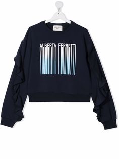 Alberta Ferretti Kids толстовка с оборками и логотипом