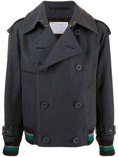Kolor двубортная куртка с окантовкой в полоску