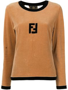 Fendi Pre-Owned футболка с длинными рукавами и нашивкой-логотипом