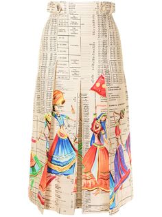Stella Jean юбка миди с графичным принтом