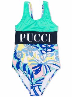 Emilio Pucci Junior купальник в стиле колор-блок с логотипом