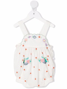 Stella McCartney Kids комбинезон с фестонами и цветочной вышивкой