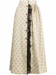 Ulyana Sergeenko юбка макси с цветочным принтом