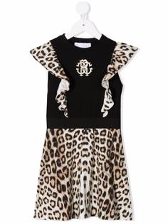 Roberto Cavalli Junior платье с леопардовыми вставками