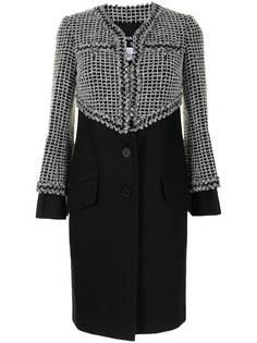 Chanel Pre-Owned пальто с твидовой вставкой