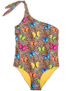 Mc2 Saint Barth Kids купальник асимметричного кроя с леопардовым принтом