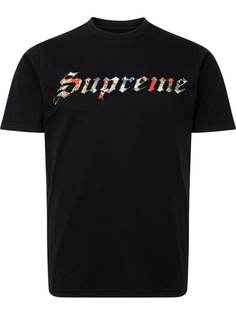 Supreme футболка с цветочной аппликацией