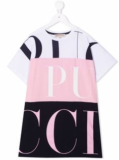 Emilio Pucci Junior платье-футболка в стиле колор-блок с логотипом