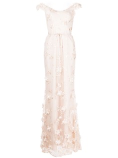 Marchesa Notte Bridesmaids вечернее платье с открытыми плечами и цветочной вышивкой