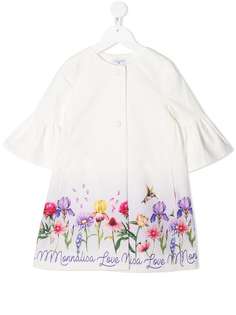 Monnalisa пальто с оборками и цветочным принтом