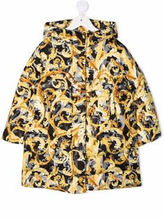 Versace Kids пуховик с принтом Baroccoflage