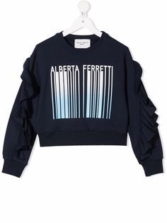 Alberta Ferretti Kids толстовка с оборками и логотипом