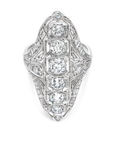 Pragnell Vintage кольцо Edwardian из белого золота с бриллиантами