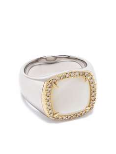 Tom Wood кольцо May из желтого золота с бриллиантами и перламутром