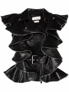 Alexander McQueen куртка с оборками и поясом