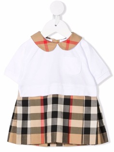 Burberry Kids платье Veronica с короткими рукавами и клетчатыми вставками