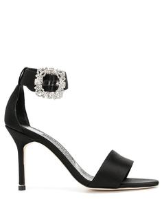 Manolo Blahnik атласные босоножки с кристаллами