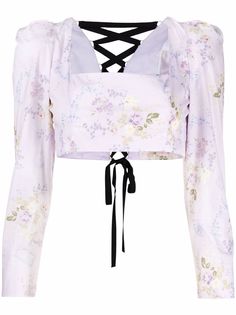 Ulyana Sergeenko укороченная блузка с цветочным принтом