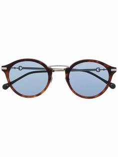 Gucci Eyewear солнцезащитные очки в круглой оправе черепаховой расцветки