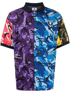 AAPE BY *A BATHING APE® рубашка поло с камуфляжными вставками