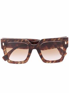 Fendi Eyewear солнцезащитные очки в квадратной оправе с монограммой