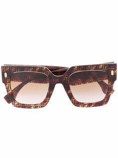 Fendi Eyewear солнцезащитные очки в квадратной оправе с монограммой